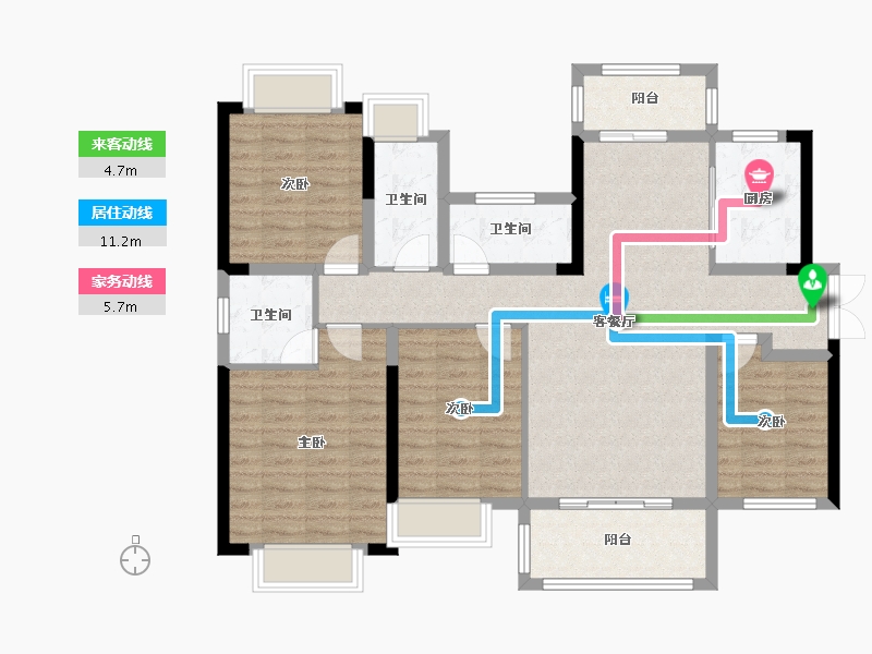 湖南省-长沙市-润和雅郡-110.57-户型库-动静线