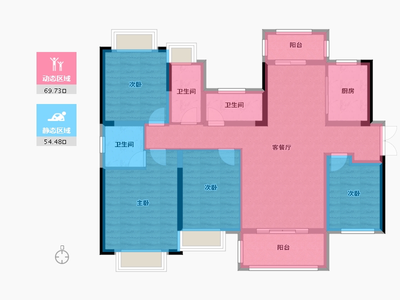 湖南省-长沙市-润和雅郡-110.57-户型库-动静分区