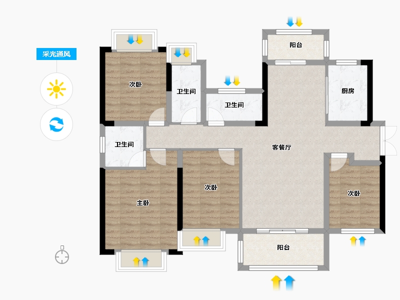 湖南省-长沙市-润和雅郡-110.57-户型库-采光通风