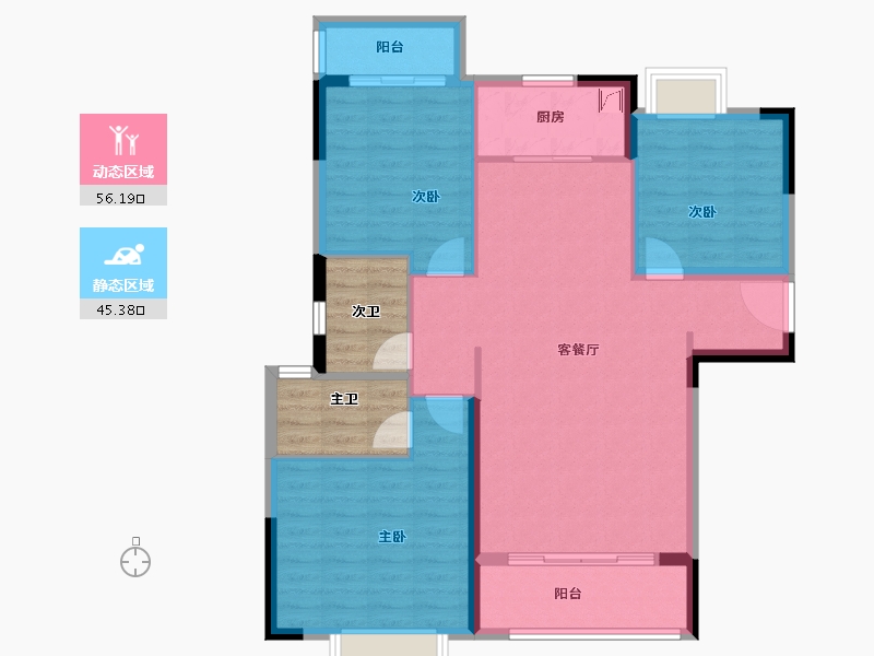 湖南省-湘潭市-湘江富力城-101.20-户型库-动静分区