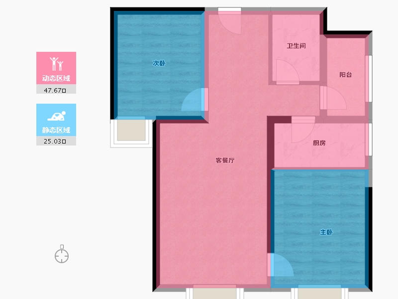 天津-天津市-招商果岭-64.62-户型库-动静分区