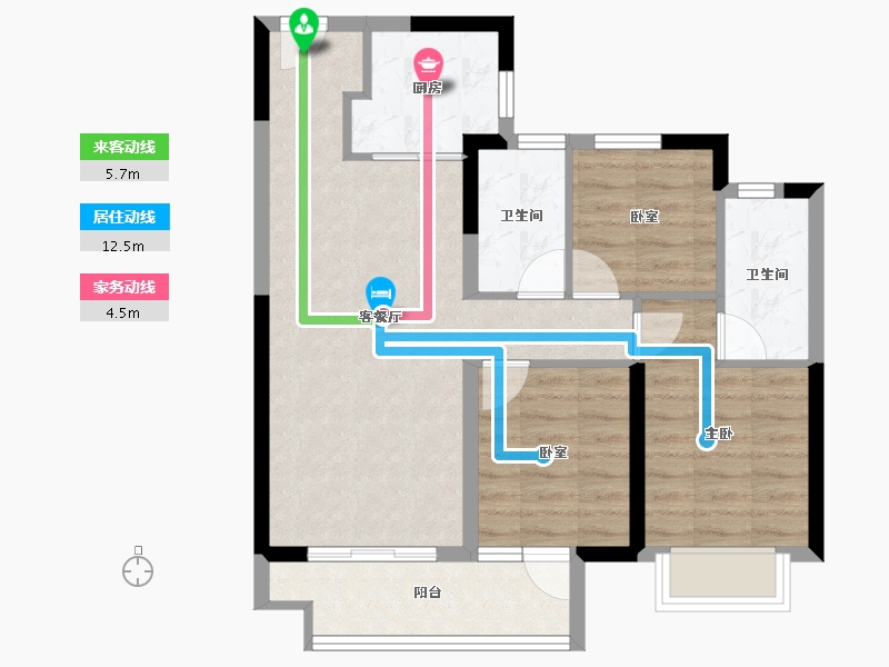 湖北省-武汉市-雍锦香榭-69.86-户型库-动静线