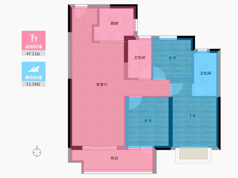 湖北省-武汉市-雍锦香榭-69.86-户型库-动静分区