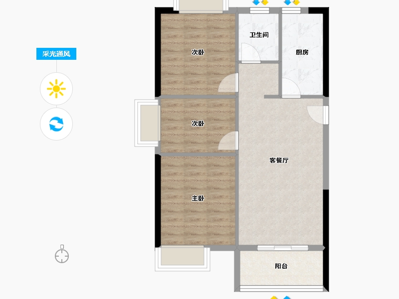 湖北省-武汉市-车都春台里-68.62-户型库-采光通风