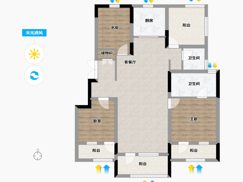 辽宁省-沈阳市-中粮美悦府-103.50-户型库-采光通风