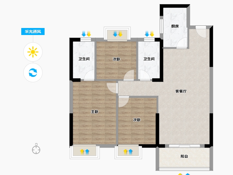 湖北省-武汉市-车都春台里-86.28-户型库-采光通风