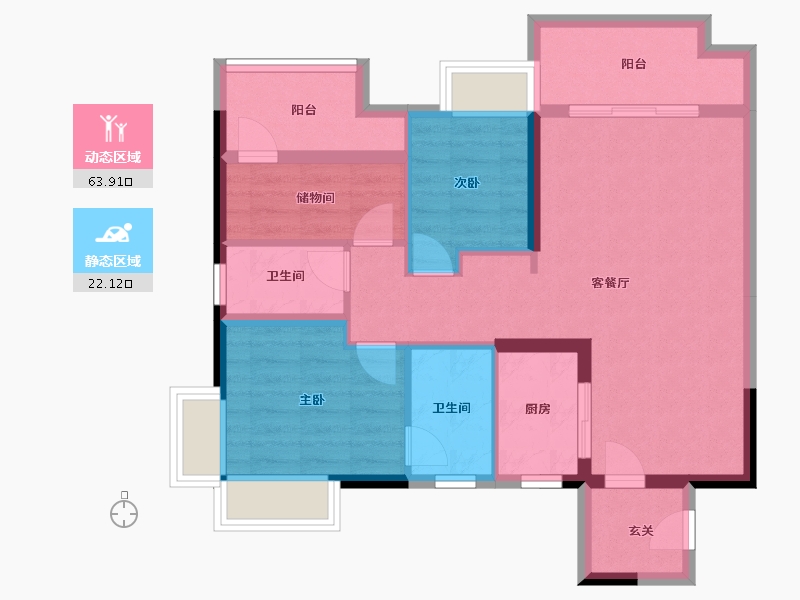 广东省-佛山市-华润置地悦里-76.00-户型库-动静分区