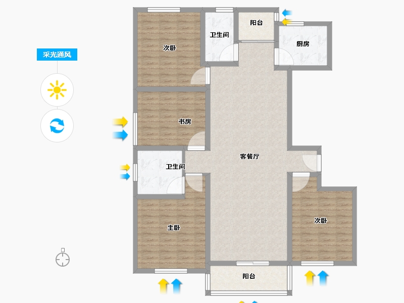 上海-上海市-新城尚品-130.41-户型库-采光通风