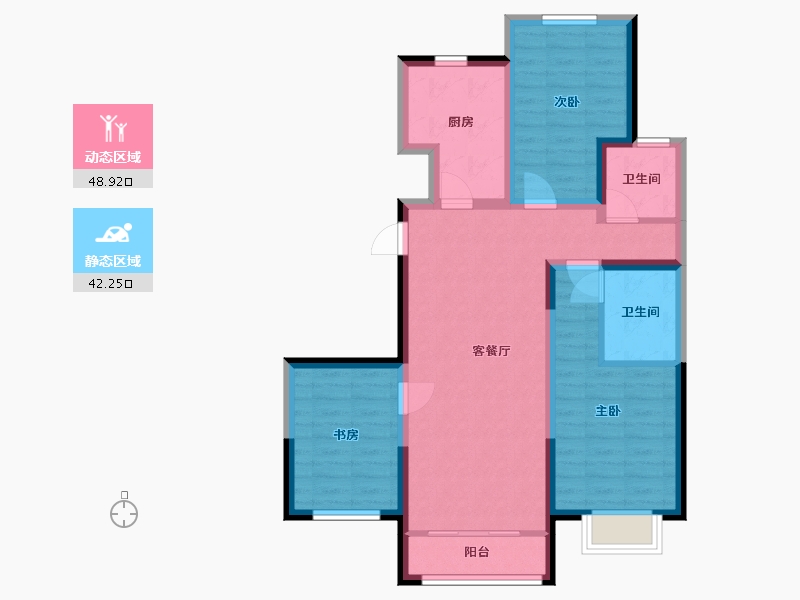 河北省-唐山市-新华联国花园二期-92.00-户型库-动静分区