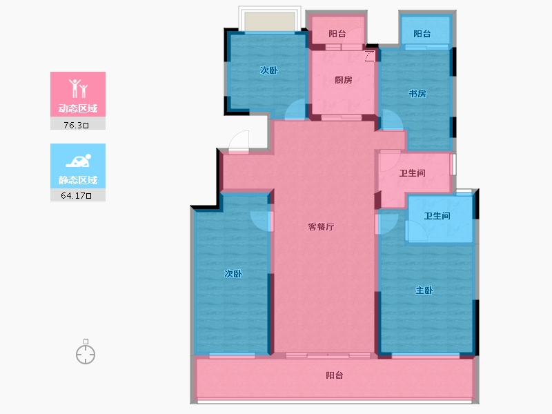 湖南省-长沙市-长房岭秀时代-125.56-户型库-动静分区