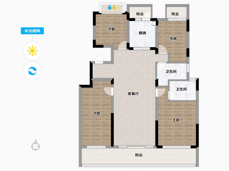 湖南省-长沙市-长房岭秀时代-125.56-户型库-采光通风