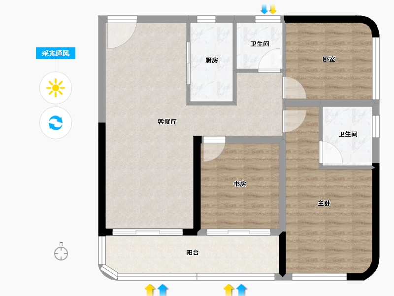 广东省-珠海市-格力海岸-80.73-户型库-采光通风