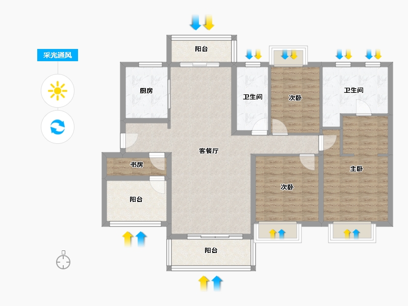 广东省-佛山市-华润置地悦里-115.09-户型库-采光通风