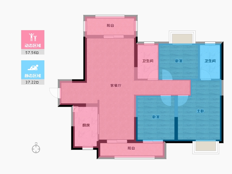 湖南省-长沙市-美的国宾府-84.21-户型库-动静分区