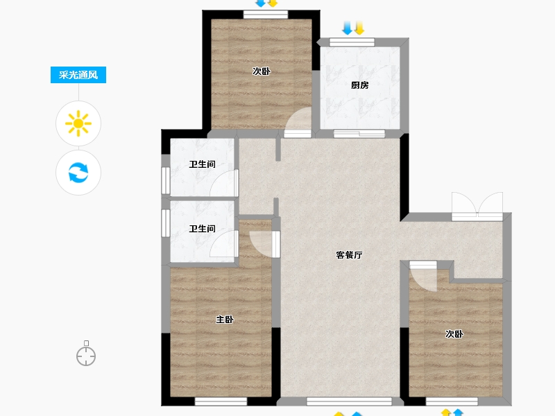 辽宁省-沈阳市-保利紫云-79.92-户型库-采光通风