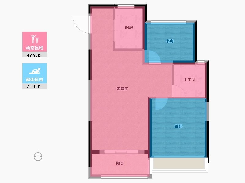 浙江省-温州市-新鸿宏言清华上城-63.66-户型库-动静分区