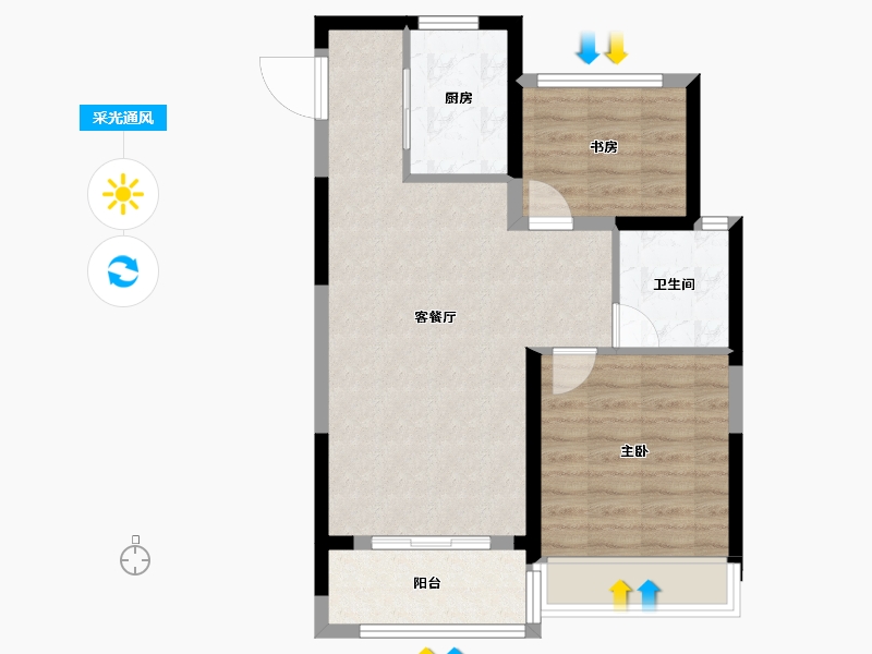 浙江省-温州市-新鸿宏言清华上城-63.66-户型库-采光通风