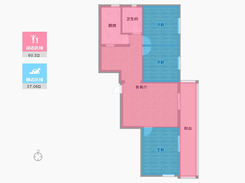 北京-北京市-三义东里-87.00-户型库-动静分区