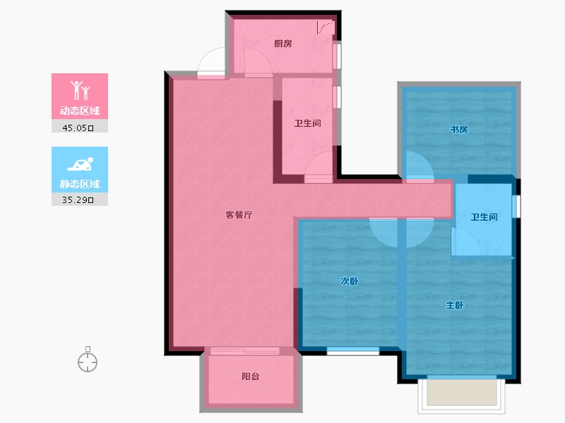 广西壮族自治区-南宁市-龙湖春江天越-70.55-户型库-动静分区