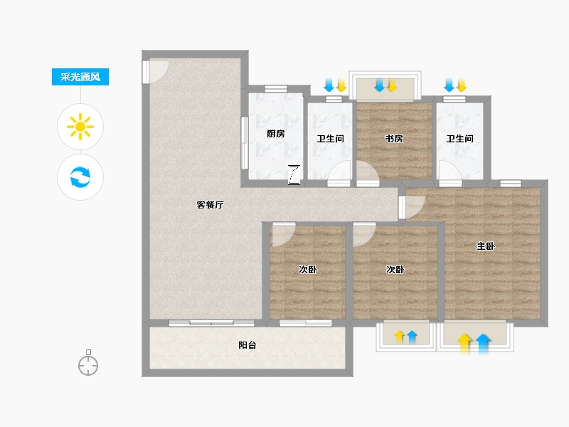 江西省-南昌市-新力宝龙理想城-103.20-户型库-采光通风