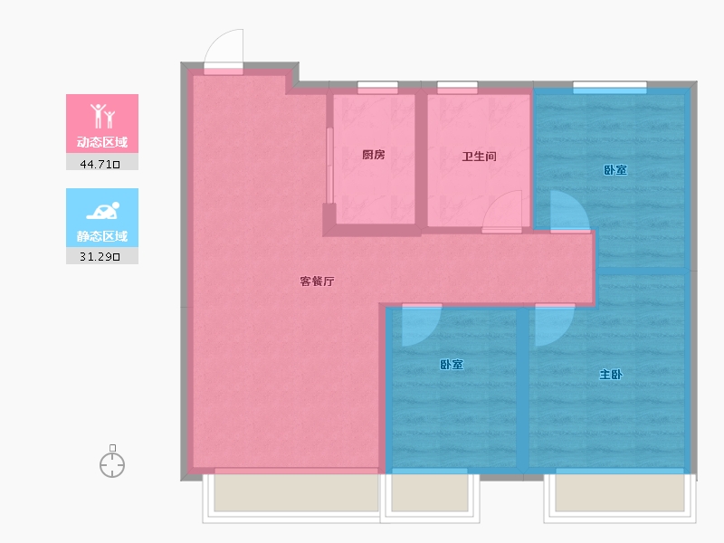 辽宁省-沈阳市-中粮美悦府-67.98-户型库-动静分区