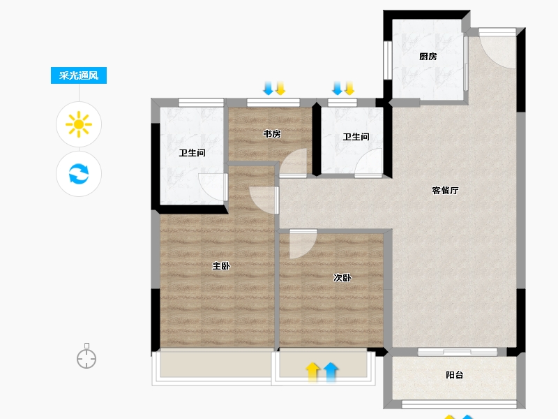 浙江省-温州市-东亚怡和嘉苑-79.94-户型库-采光通风