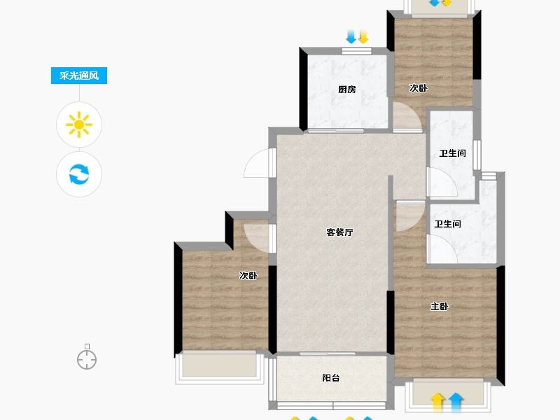 上海-上海市-金地丰盛道-80.81-户型库-采光通风