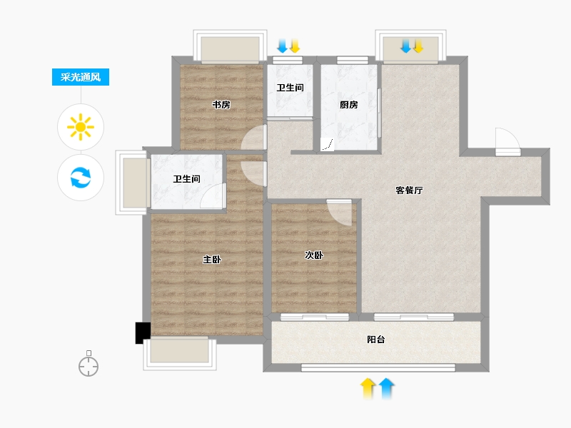 江西省-南昌市-赣电贵府-86.50-户型库-采光通风