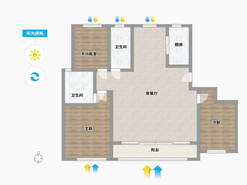 山东省-德州市-融创观澜府-124.00-户型库-采光通风