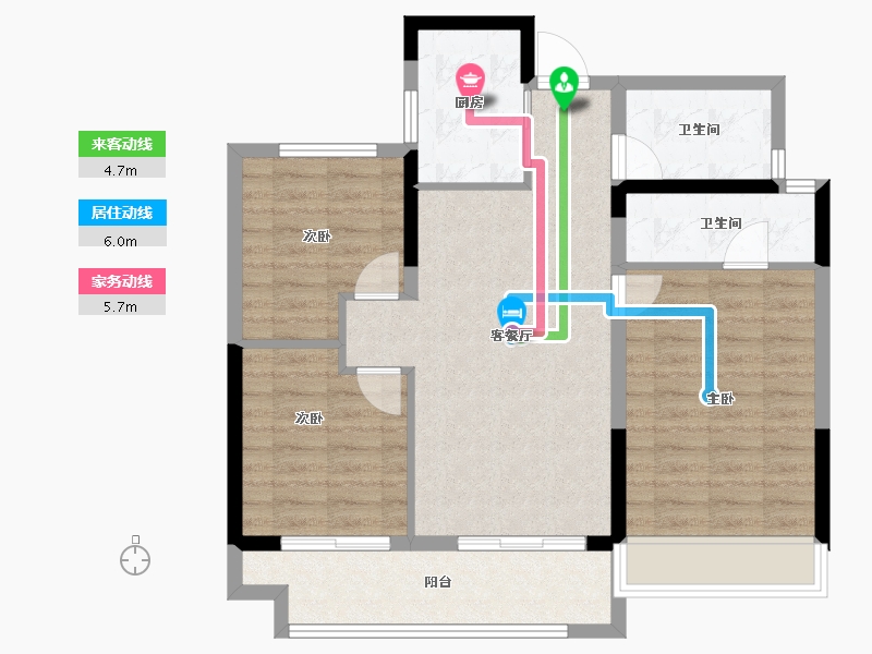 浙江省-温州市-新鸿宏言清华上城-82.50-户型库-动静线