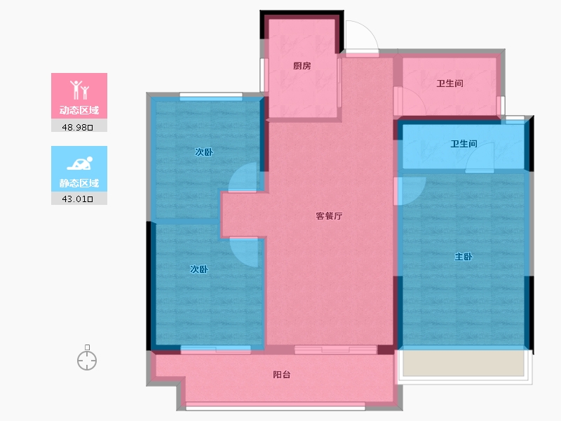 浙江省-温州市-新鸿宏言清华上城-82.50-户型库-动静分区