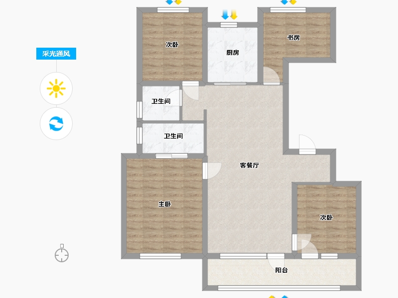 山东省-潍坊市-万科城-109.38-户型库-采光通风