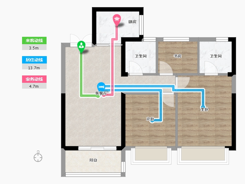 浙江省-温州市-新宏地十里风华-65.98-户型库-动静线