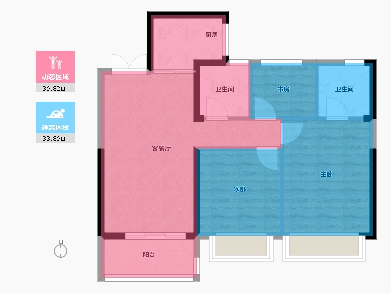 浙江省-温州市-新宏地十里风华-65.98-户型库-动静分区