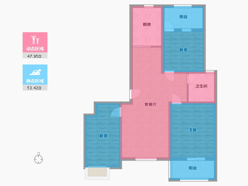 山东省-聊城市-兴城·海德庄园-90.00-户型库-动静分区