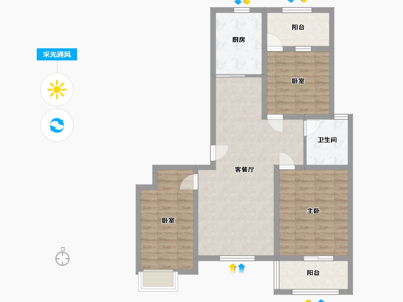 山东省-聊城市-兴城·海德庄园-90.00-户型库-采光通风