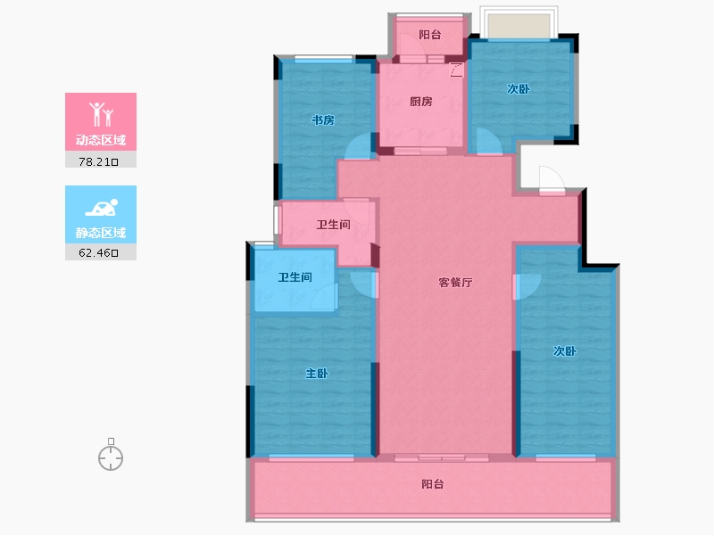 湖南省-长沙市-长房岭秀时代-125.54-户型库-动静分区