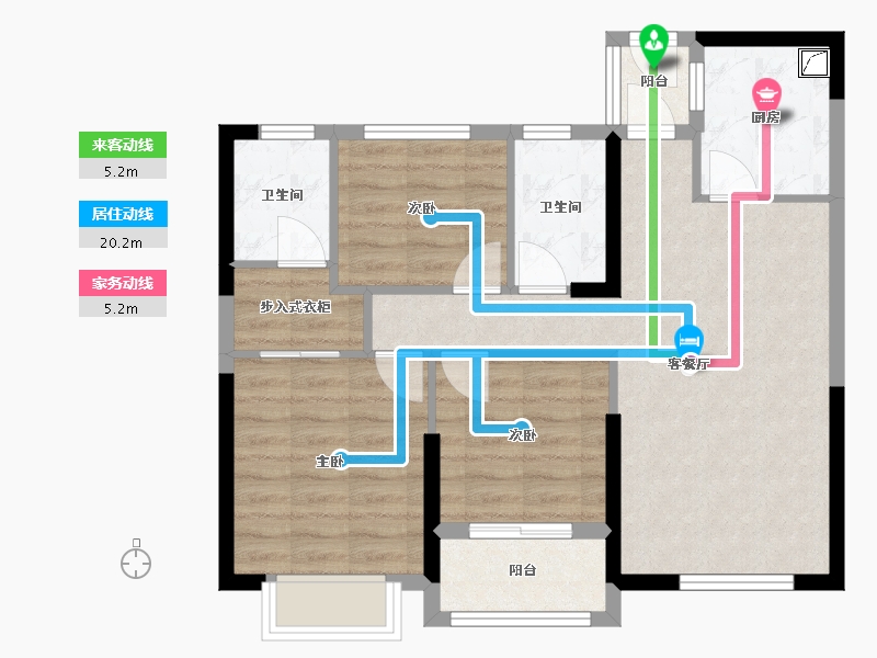 河南省-驻马店市-龙湖美景-90.00-户型库-动静线