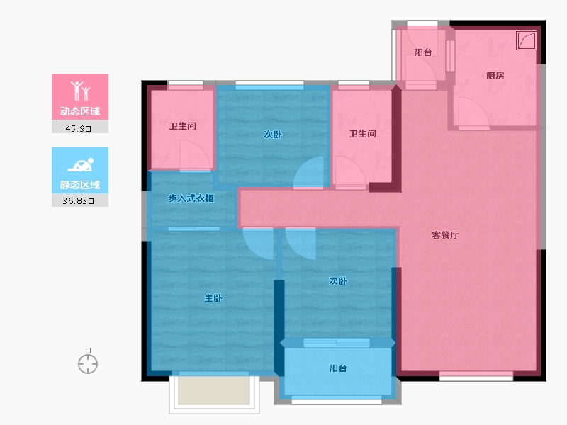 河南省-驻马店市-龙湖美景-90.00-户型库-动静分区