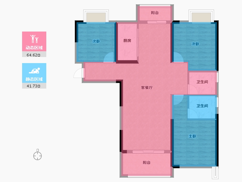 湖北省-武汉市-前川欣城-95.37-户型库-动静分区