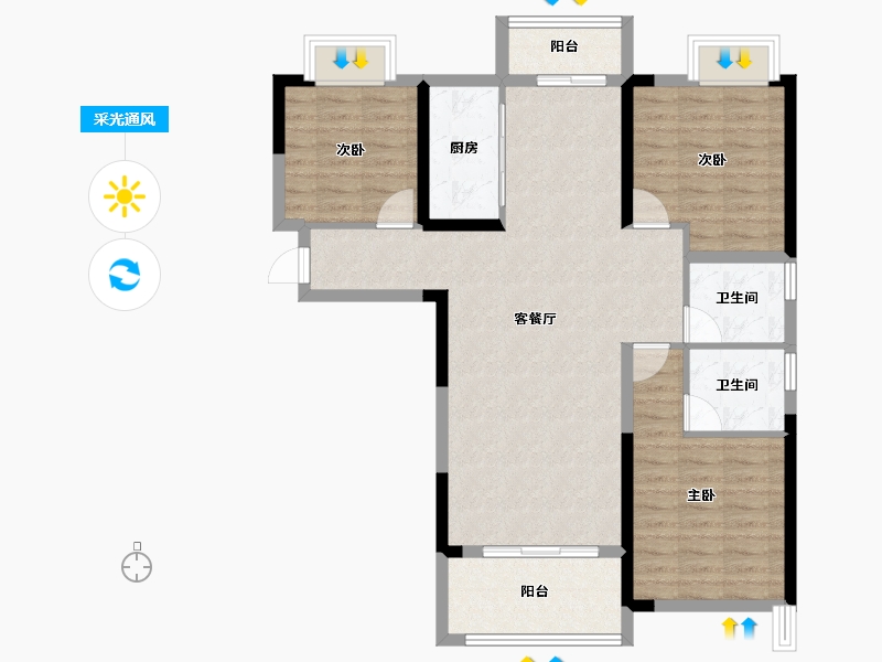 湖北省-武汉市-前川欣城-95.37-户型库-采光通风