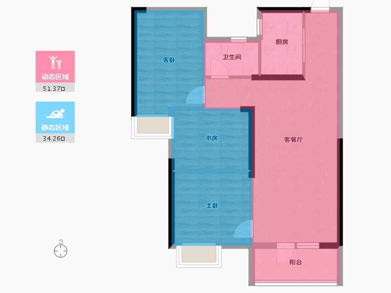 湖北省-武汉市-前川欣城-76.79-户型库-动静分区