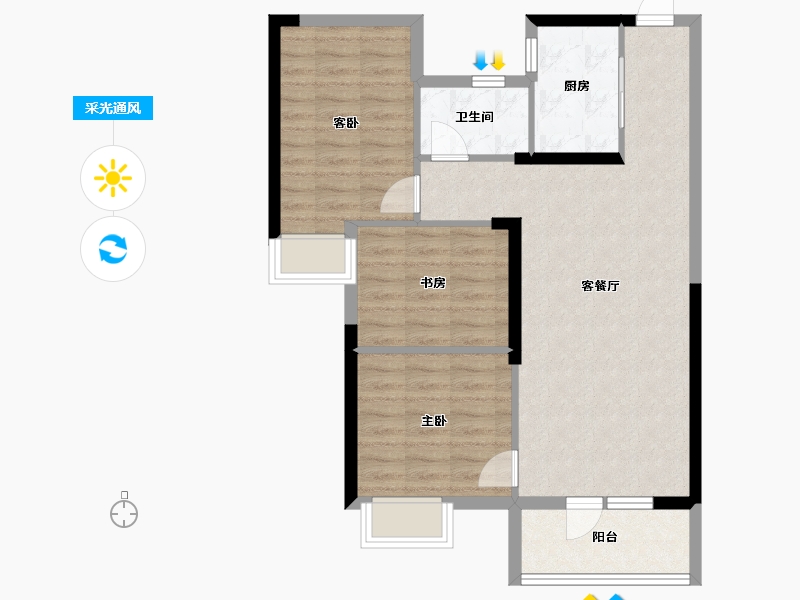 湖北省-武汉市-前川欣城-76.79-户型库-采光通风