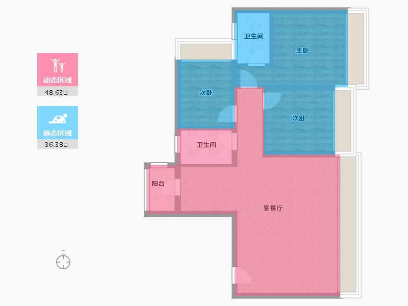 四川省-成都市-大学城鹭洲城邦-79.97-户型库-动静分区