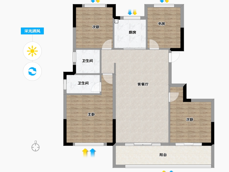 浙江省-宁波市-奥克斯·悦云庭-111.06-户型库-采光通风