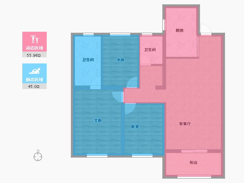 辽宁省-沈阳市-中南旭辉和樾-90.40-户型库-动静分区