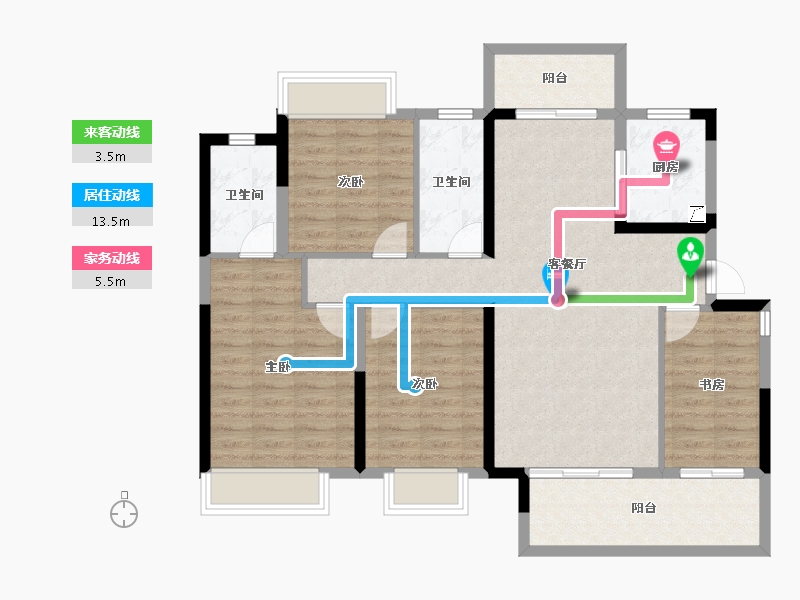 湖南省-长沙市-保利中环广场-104.48-户型库-动静线