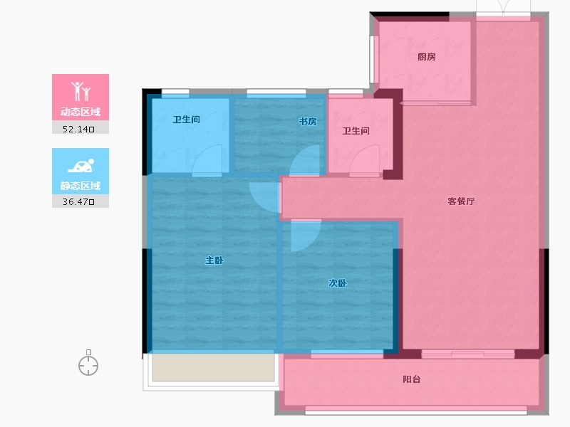 浙江省-温州市-新宏地十里风华-79.68-户型库-动静分区