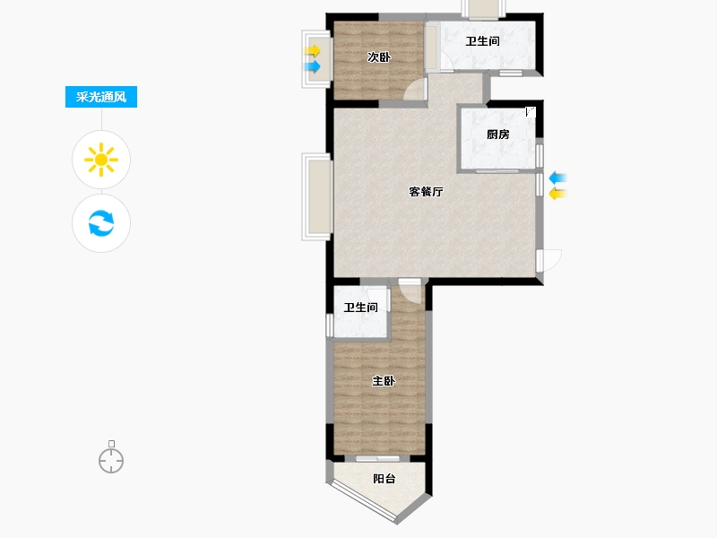 浙江省-杭州市-绿城桂冠东方-80.48-户型库-采光通风