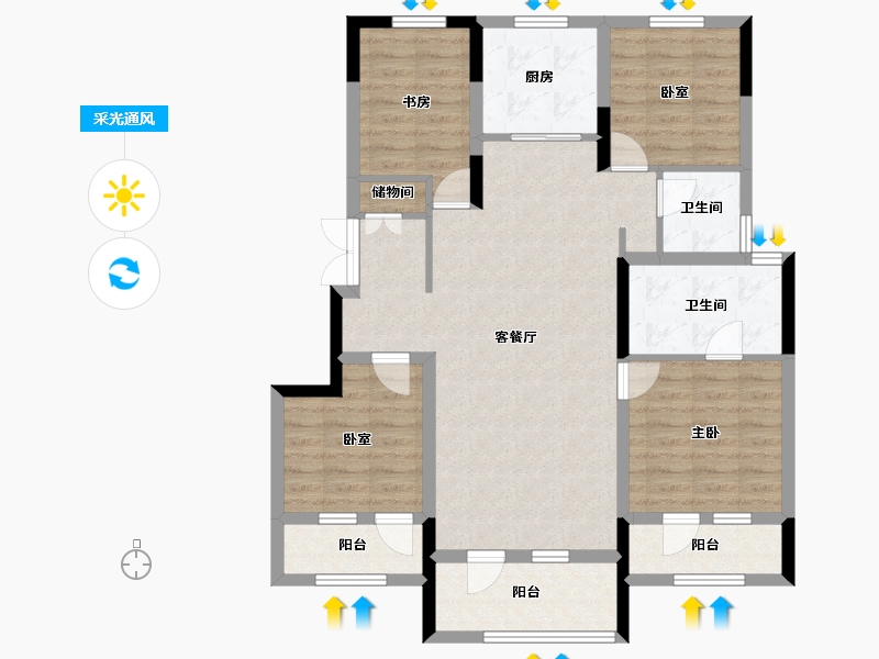 辽宁省-沈阳市-中粮美悦府-102.59-户型库-采光通风